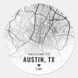 Adesivo Austin, mapa da cidade do Texas | Boas-vindas