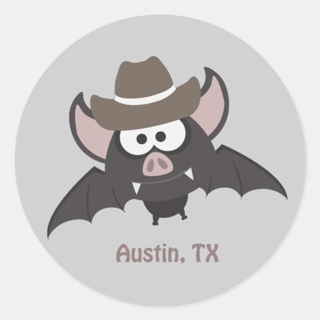 Adesivo Austin Texas Cute Cartoon Cowboy Bat (Frente)