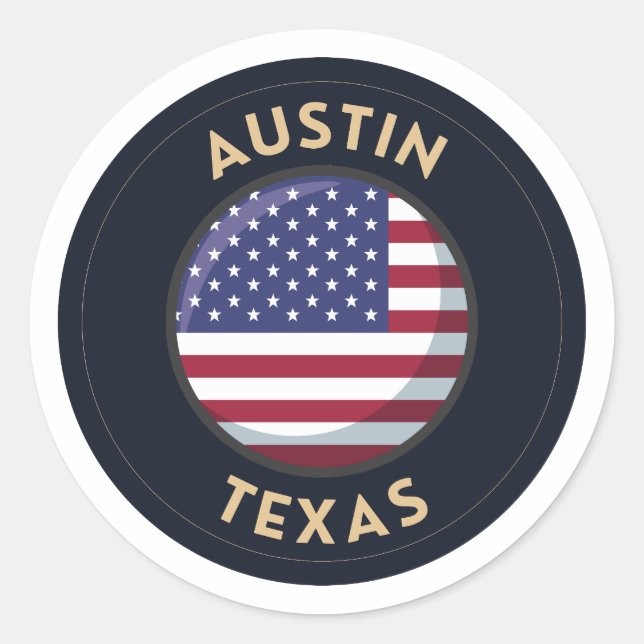 Adesivo Austin Texas - Estados Unidos do Texas (Frente)