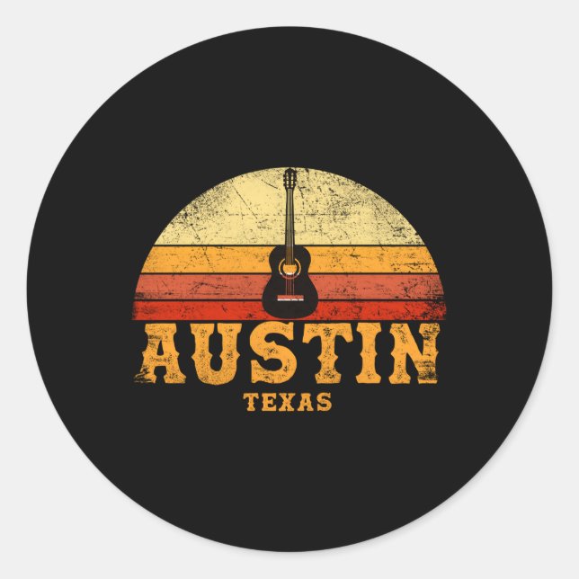 Adesivo Austin Texas Guitar Guitarista Vacante Humor (Frente)