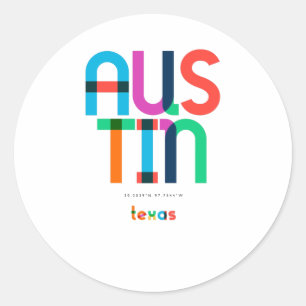 Adesivo Austin Texas Meados do Século, Arte Pop,