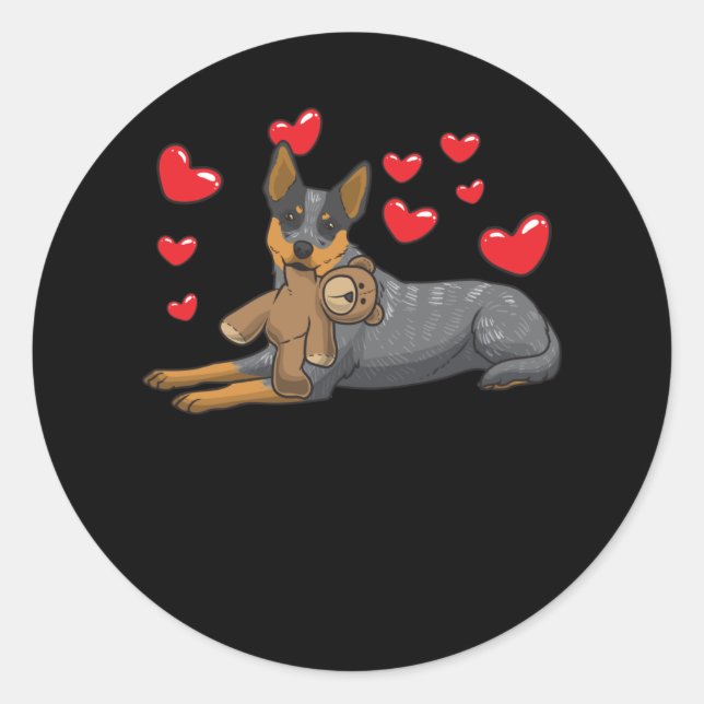 Adesivo Australian Cattle Dog Dog With Stuffed Animal And (Frente)