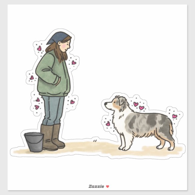Adesivo Australian Shepherd - Pastoreio (Folha)
