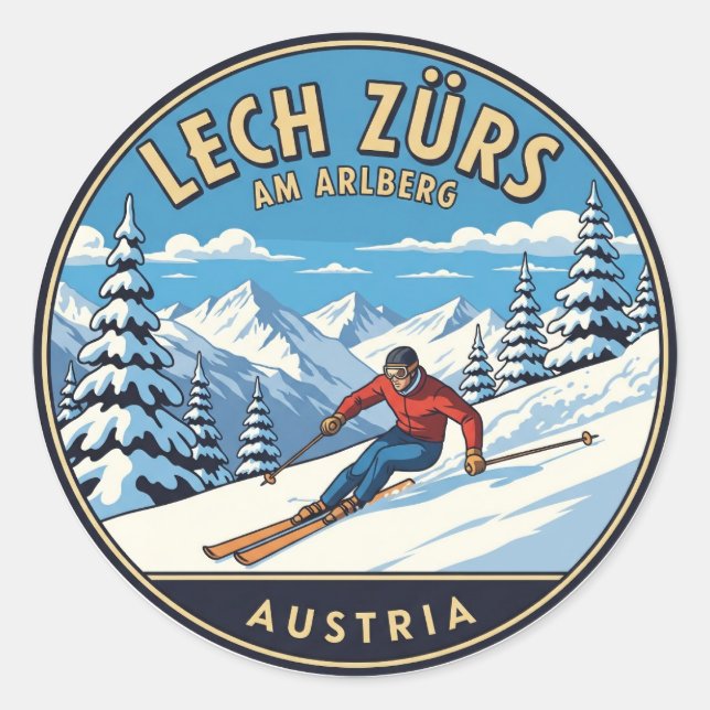 Adesivo Austria Arlberg Skier Skiing (Frente)