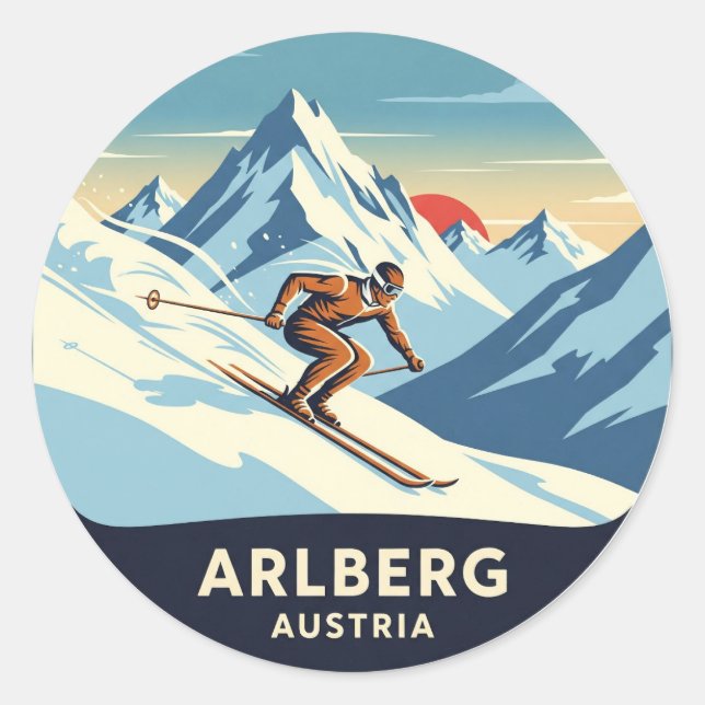 Adesivo Austria Arlberg Skier Skiing (Frente)