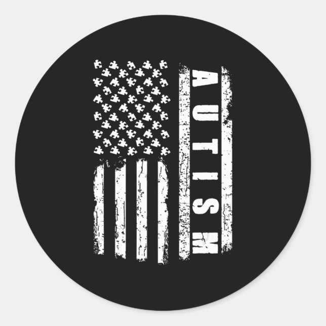 Adesivo Autism American Flag Autism Awarting Quebra-cabeça (Frente)