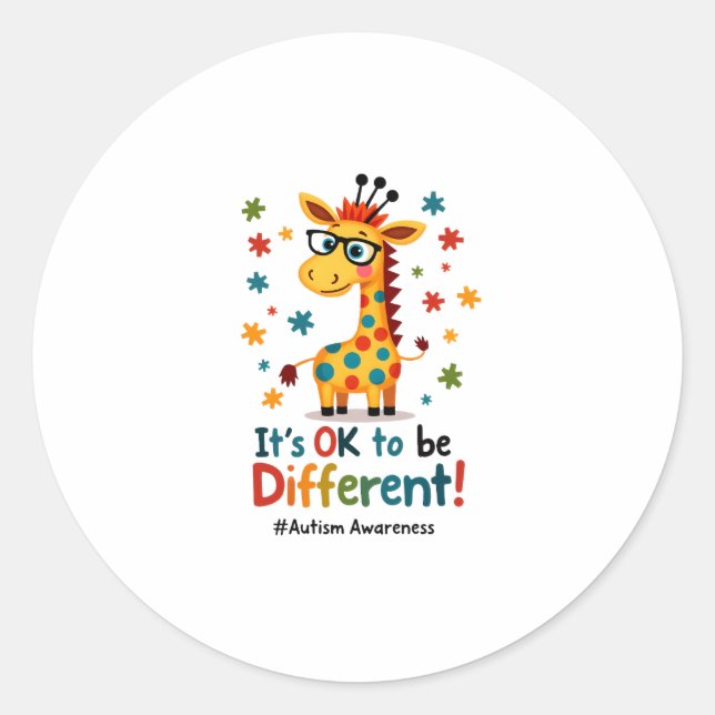 Adesivo Autism Awareness Cute Giraffe Animal Its Ok To Be  (Frente)