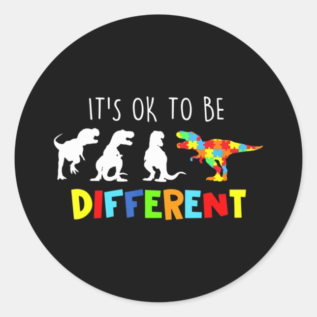 Adesivo Autism Awareness Dinosaur Kid Boys Its Ok To Be Di (Frente)
