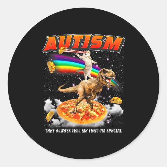 Adesivo Autism Awareness T-rex Cat Meme Neurodiversity Pri (Frente)