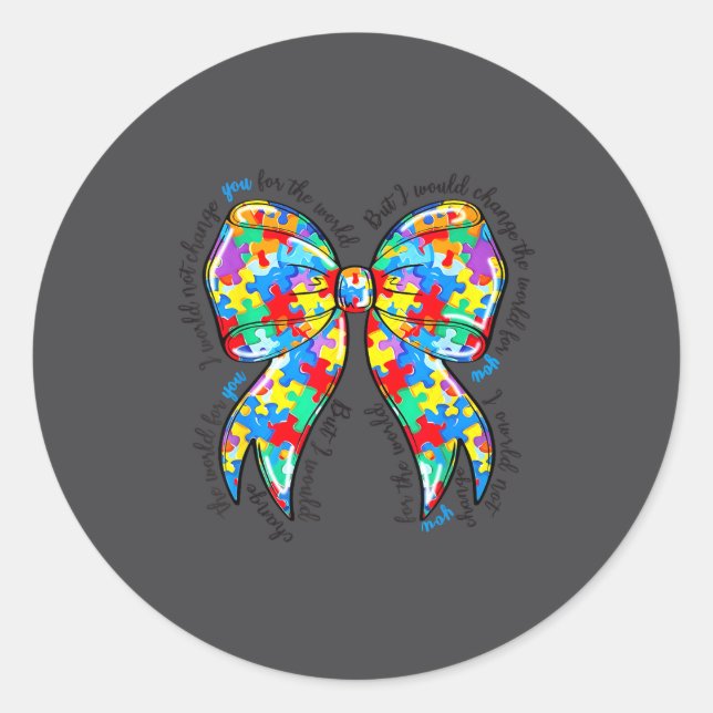 Adesivo Autism Coquette Bow Puzzle Autism Awareness Proud  (Frente)