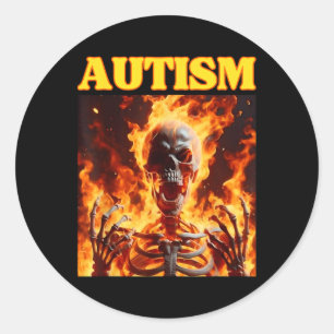 Adesivo Autism Funny Cringe Duro Skeleton Memória Chamas