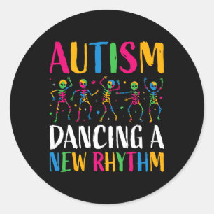 Adesivo Autism Funny Skeleton Dançando Novo Ritmo Autismo