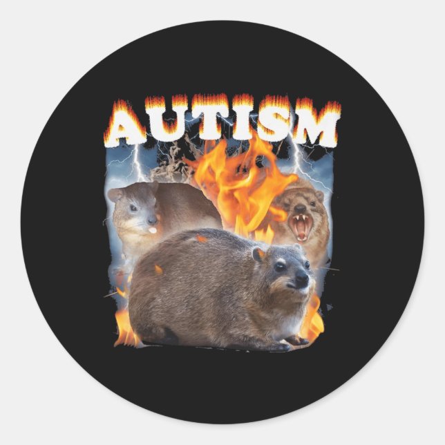 Adesivo Autism Hyrax Engraçado Meme (Frente)