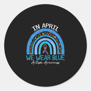 Adesivo Autismo Arco-Íris Em Abril Vestimos Autismo Azul