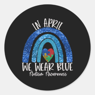 Adesivo Autismo Arco-Íris Em Abril Vestimos Autismo Azul A