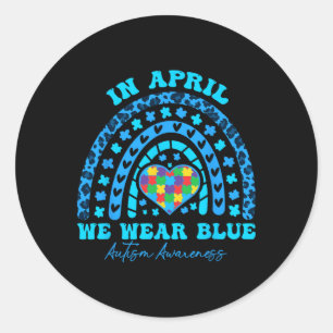 Adesivo Autismo Arco-Íris Em Abril Vestimos Autismo Azul A