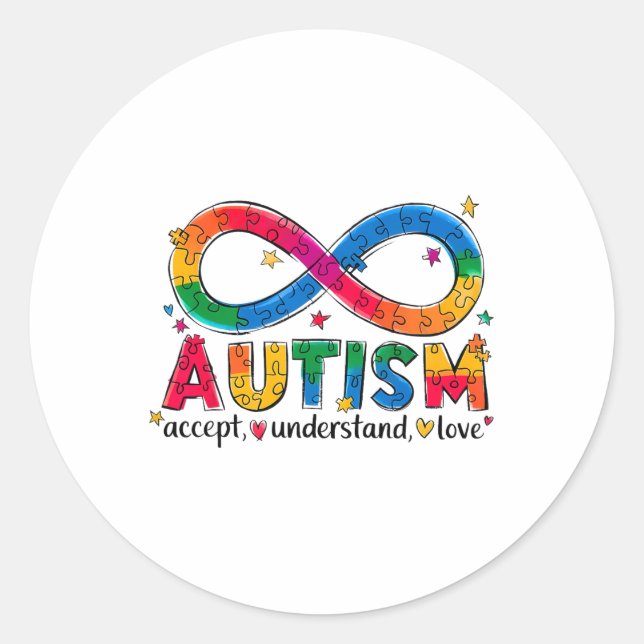 Adesivo Autismo Conscientista Accept Compreende Amor Com A (Frente)