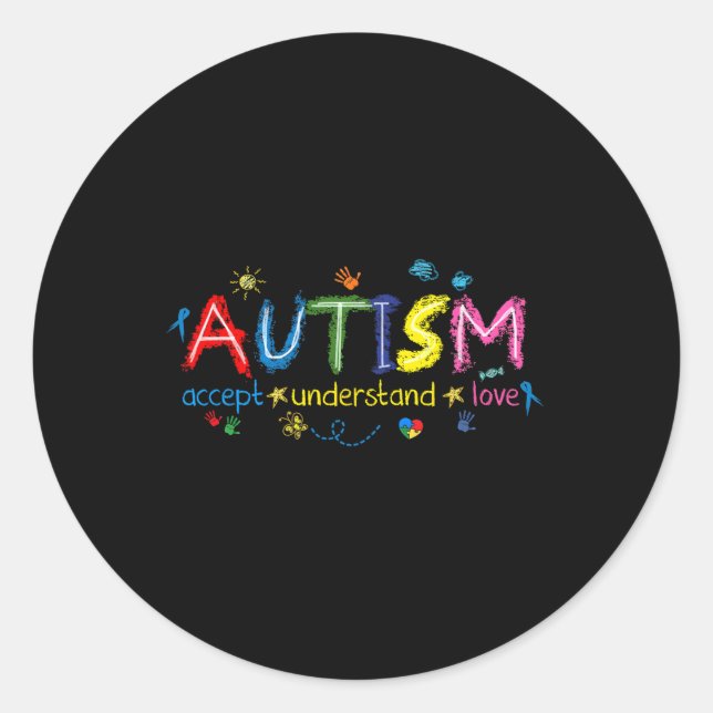 Adesivo Autismo Conscientista Accept Compreende Amor Com A (Frente)