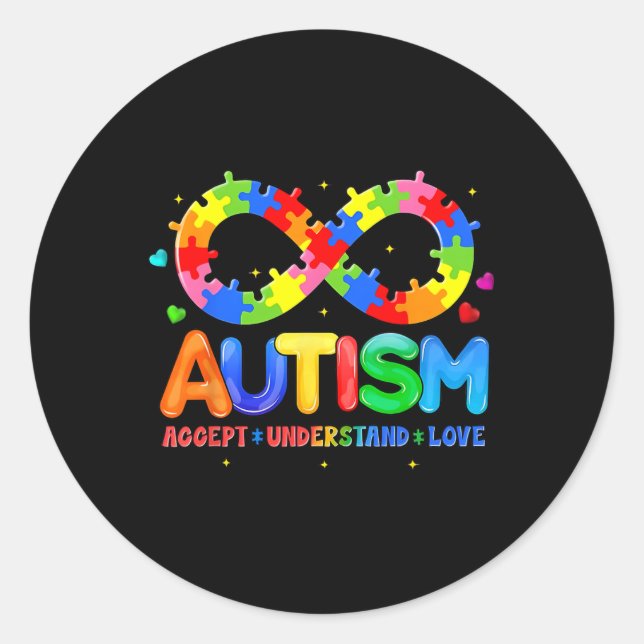 Adesivo Autismo Conscientista Accept Compreende Amor Com A (Frente)