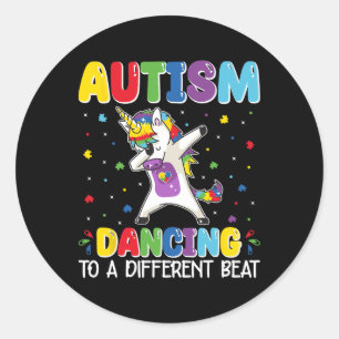Adesivo Autismo Dançando A Um Diferente Beat Dando Unicórn