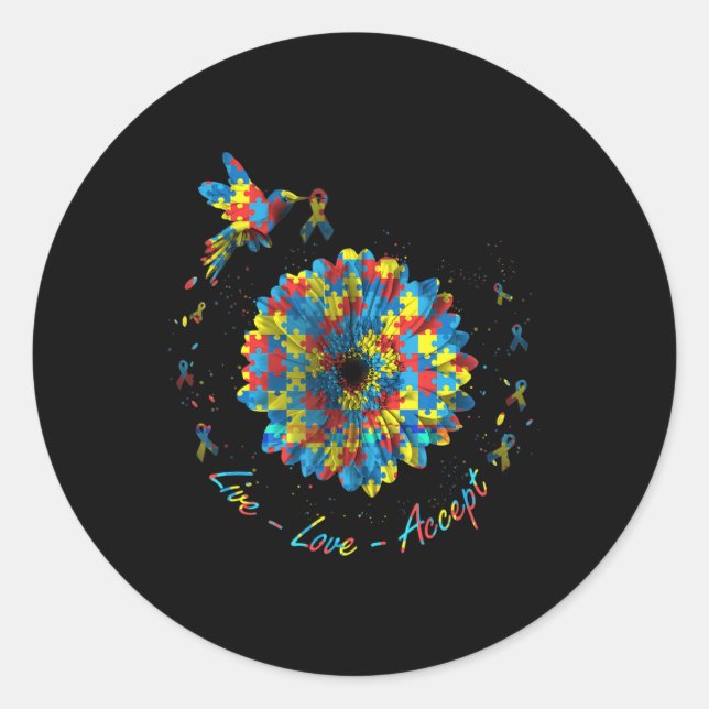 Adesivo Autismo de Aceitação de Amor ao Vivo por Quebra-ca (Frente)