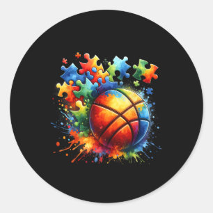 Adesivo Autismo de basquete Consciência Colorida Arco-Íris