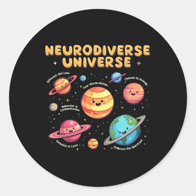 Adesivo Autismo de educação especial do Universo Neurodive (Frente)