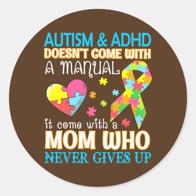 Adesivo Autismo e Adhd não vêm com manual (Frente)