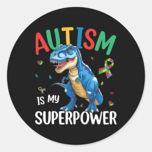 Adesivo Autismo É Meu Superpoder Dinossauro T-rex Autismo