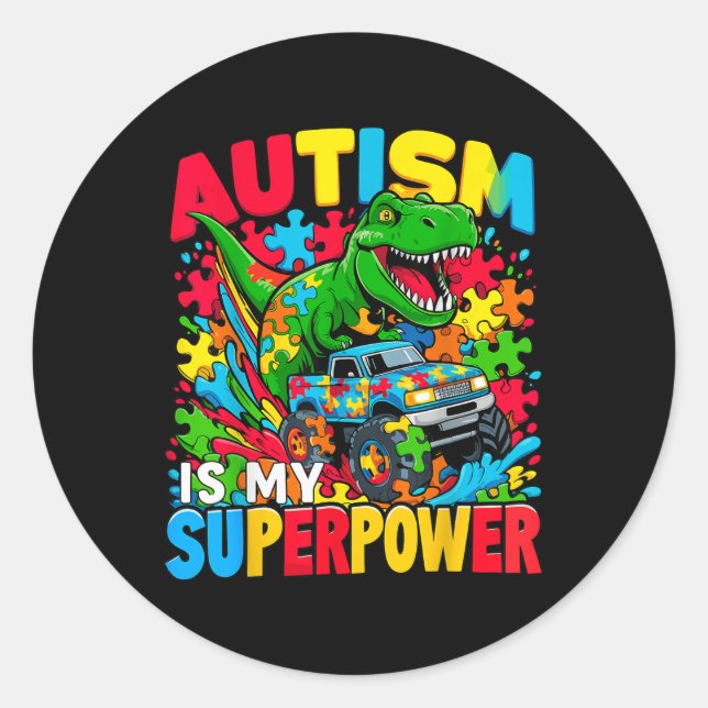Adesivo Autismo É Meu Superpoderoso Caminhão Monstro De Me (Frente)