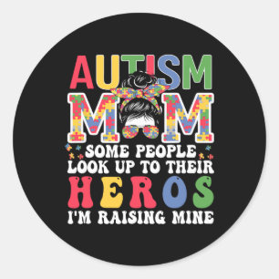 Adesivo Autismo Mãe Raising - Hero Groovy Messy Bun Autism