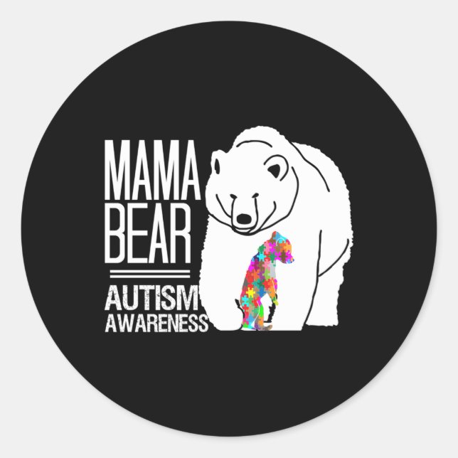 Adesivo Autismo Mama Ursa Consciência do Autismo (Frente)