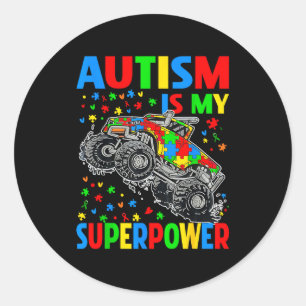 Adesivo Autismo Meu Superpoder Caminhão Monstro Crianças M