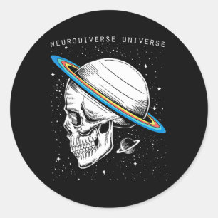 Adesivo Autismo Neurodiversificado do crânio do Universo