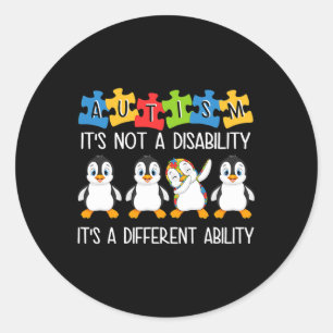Adesivo Autismo pinguim não é uma deficiência é diferente