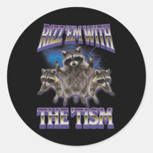Adesivo Autismo Rizz Em Com O Tismo Raccoon Meme Bootleg