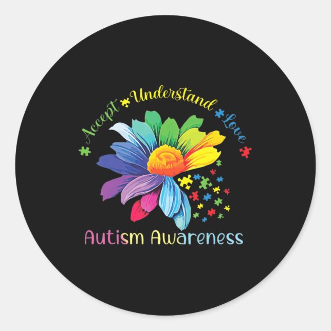 Adesivo Autismo Sensibilização Accept Girassol Compreende  (Frente)