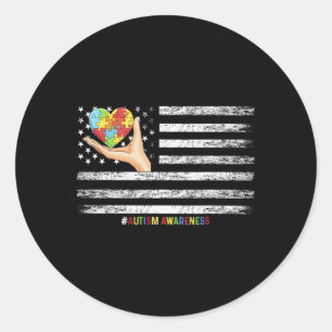 Adesivo Autismo Sensibilização Americana Flag Usa Mão Com