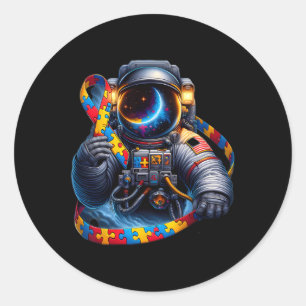 Adesivo Autismo Sensibilização Astronauta Cão Vermelho Ama
