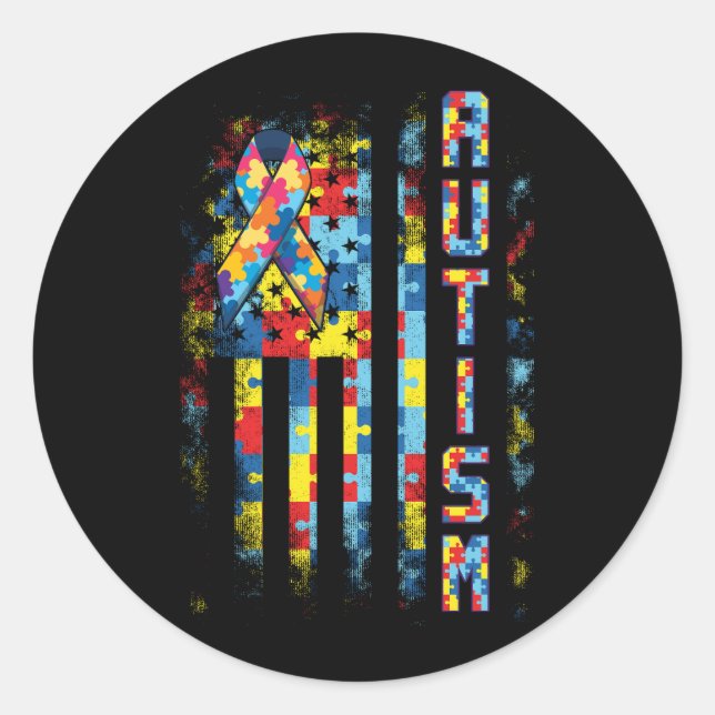 Adesivo Autismo Sensibilização Bandeira Americana Pai Auti (Frente)