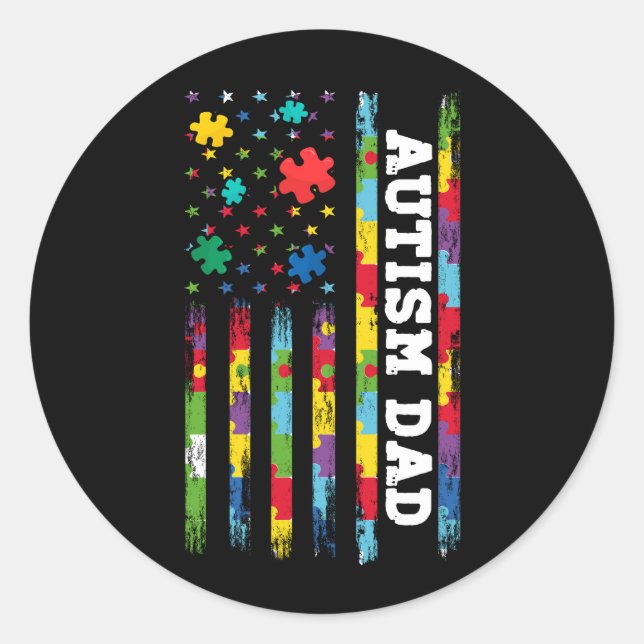 Adesivo Autismo Sensibilização do Pai American Flag USA Qu (Frente)