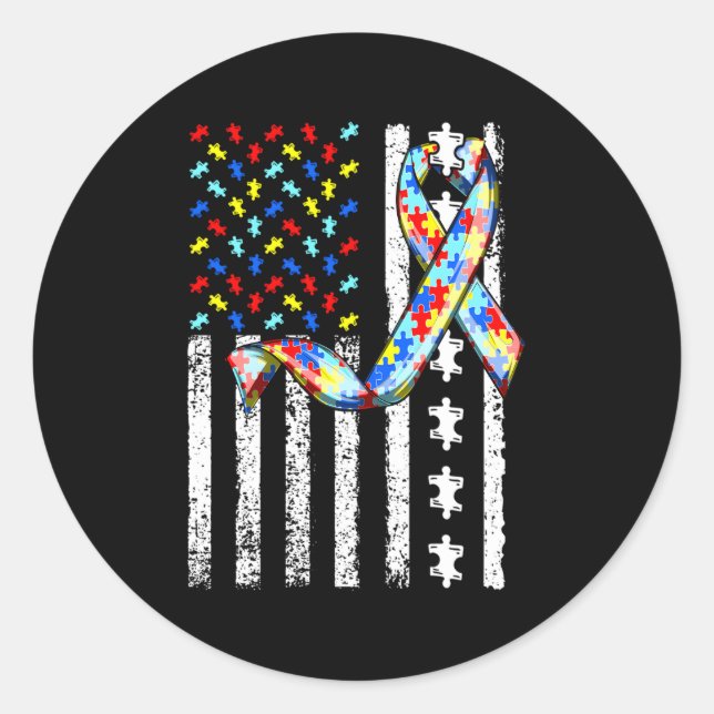 Adesivo Autismo Sensibilização do Sinalizador Americano Au (Frente)