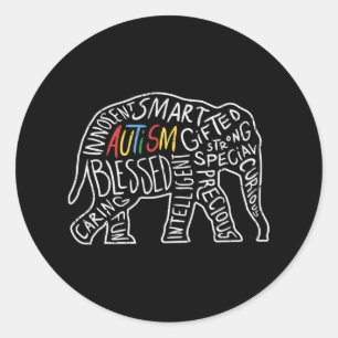 Adesivo Autismo Sensibilização Elefante Palavras Amante de