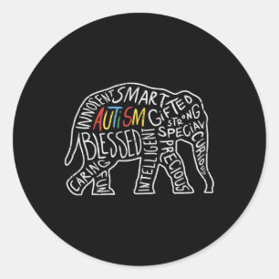Adesivo Autismo Sensibilização Elefante Palavras Amante de