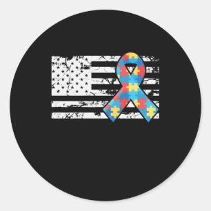Adesivo Autismo Sensibilização Friso EUA Bandeira Americ