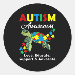 Adesivo Autismo Sensibilização Tartarugas Quebra-cabeça Mã
