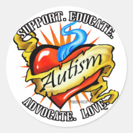 Adesivo Autismo Tatuagem Cardíaca Clássica