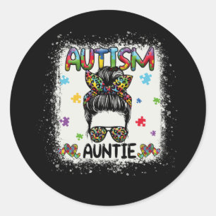 Adesivo Autismo tia Messy Bun Autismo Sensibilização tia P