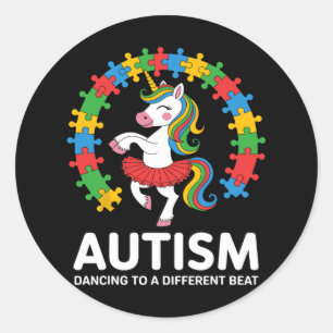 Adesivo Autismo Unicórnio Dançando Diferentes Capacidades