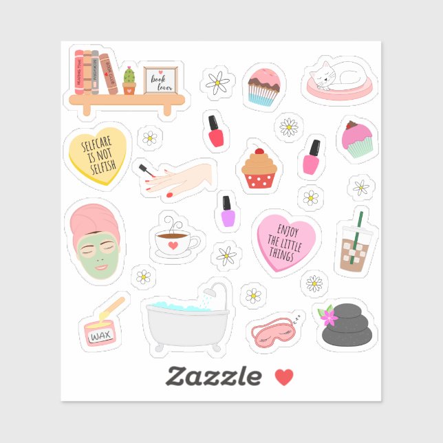 Adesivo Auto Cuidado Tempo Para Mim Aconchegante Relaxando (Folha)